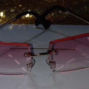 Vintage rectangular pink tint sunglasses